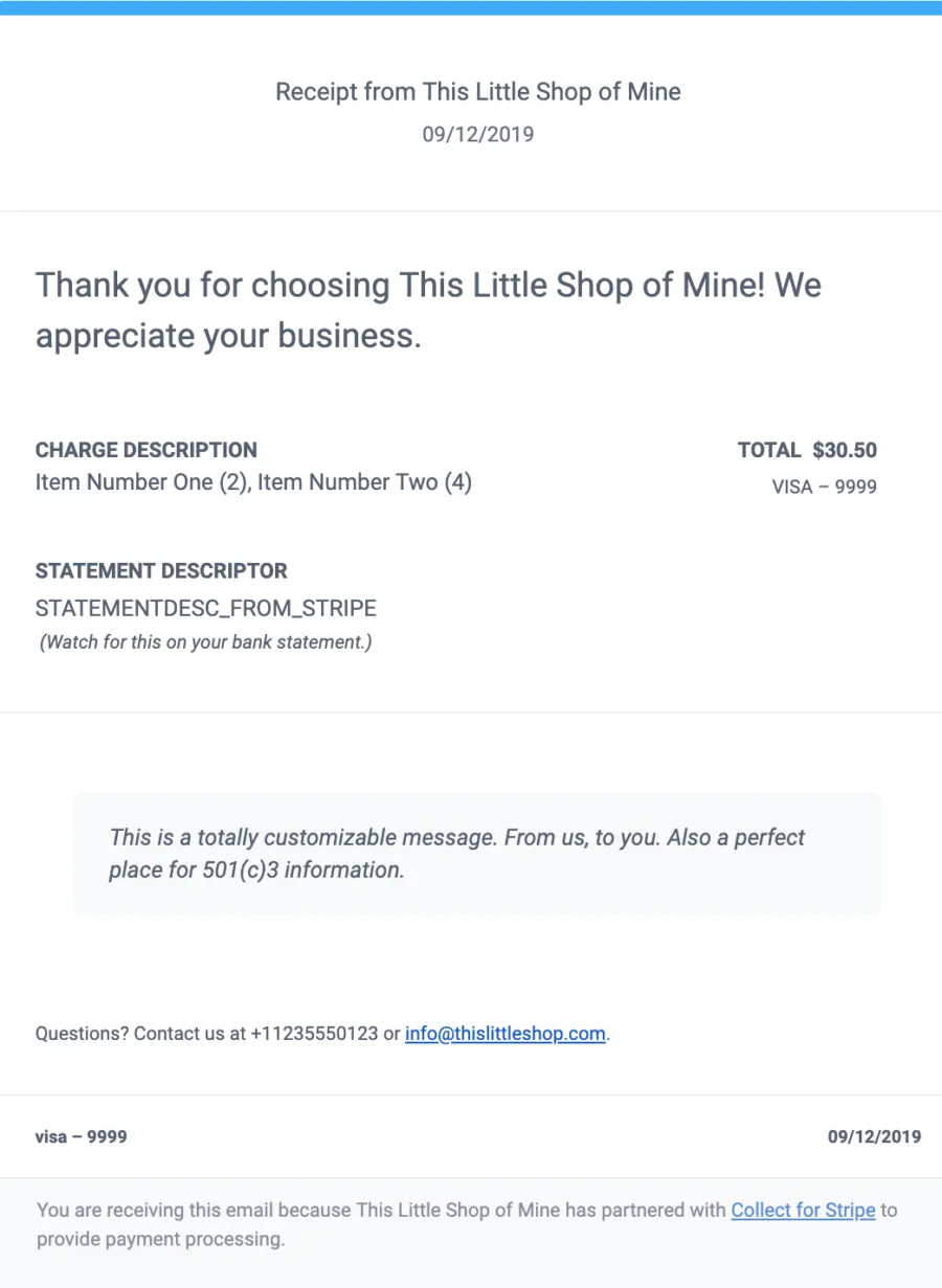Custom Receipts